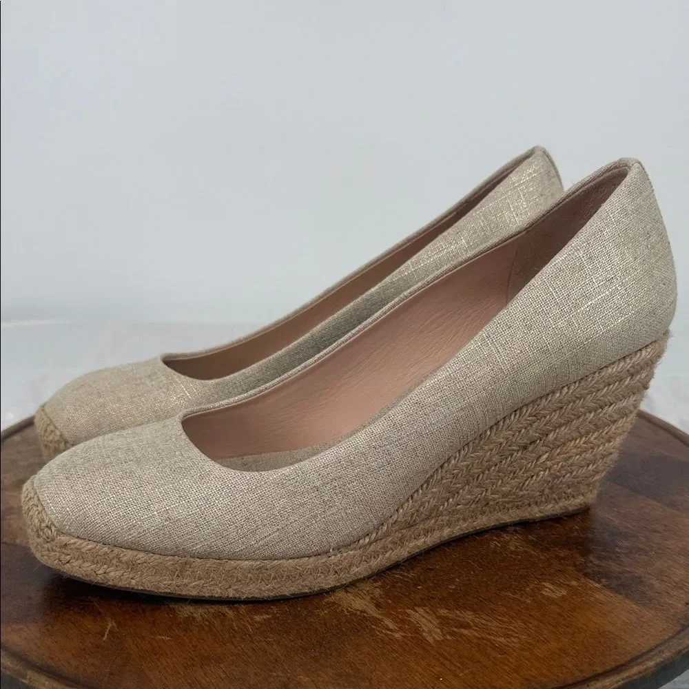 J Crew Shoes Wm 12 Espadrille Wedge Heels Seville Gold Metallic Slip On